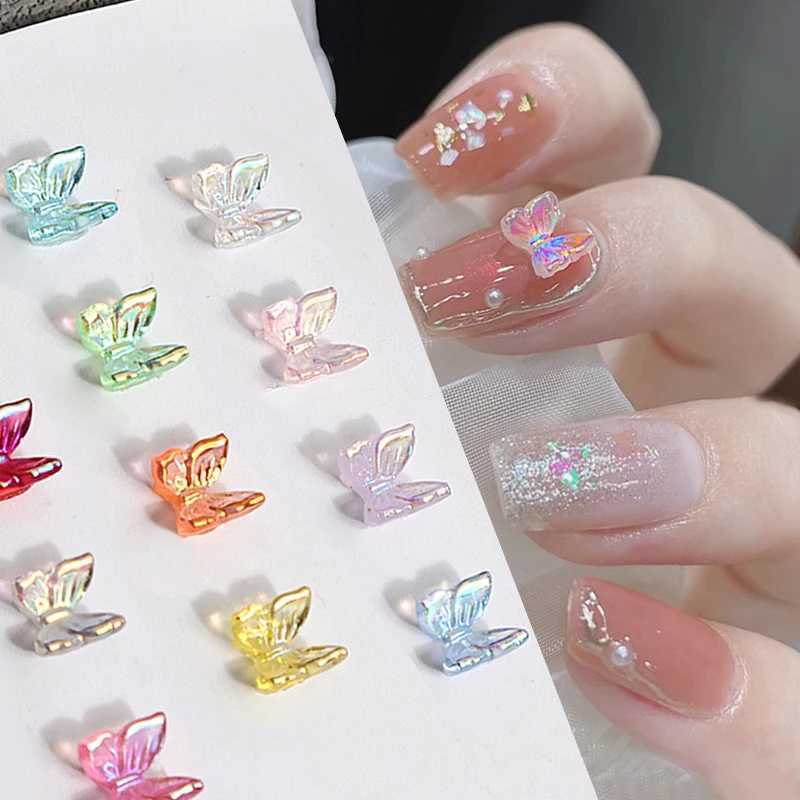 Aurora Glitter 3D Colorful Bow Nail Charm Accessories Jewelry DIY Resin Ergonomic Stickers Nail Decoration Accessories W240829