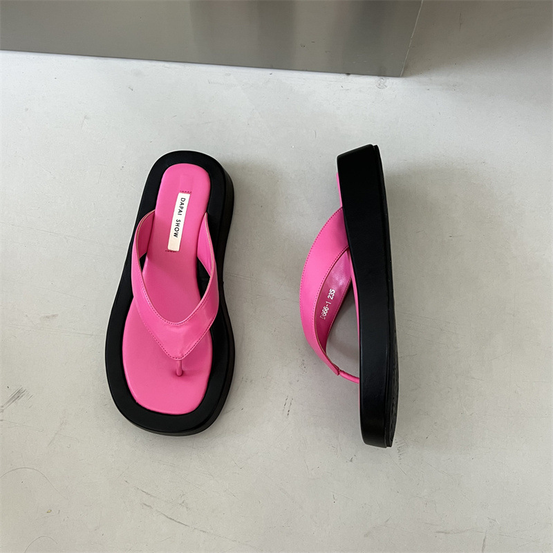 New Summer Candy color flip flops women brand designer clip toe slides outdoor footwear female jandal sandals platform slippers