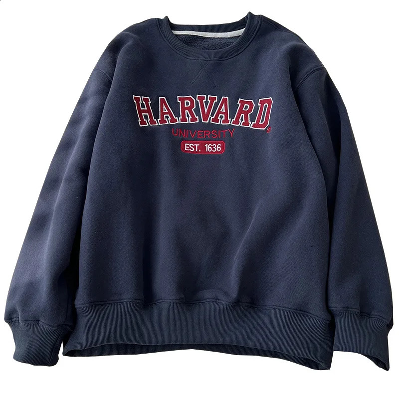 Heavy duty industrial letter embroidery plush casual sweater for women in spring and summer thick loose college style 240827