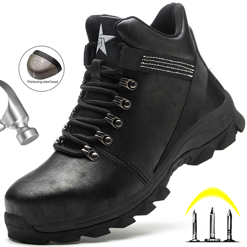 Fashion Winter Safety Anti-Smash Indestructible Steel Toe Shoes Men Work Boots Male 0b37 d998