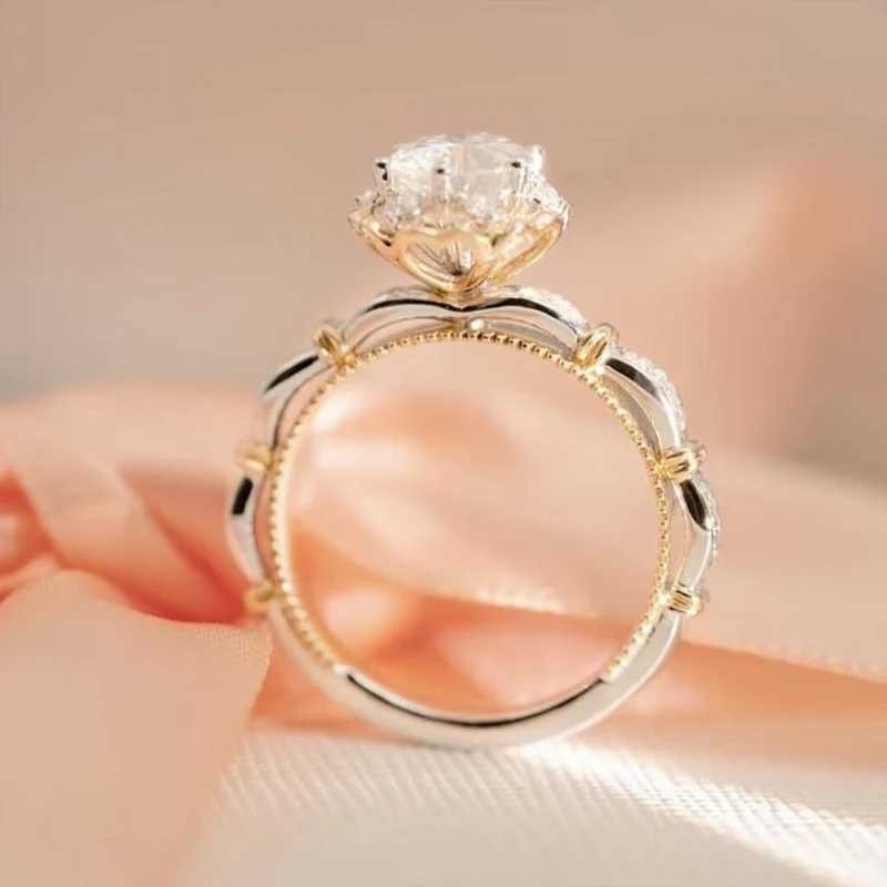 Tezzc 0.5ct Moissanite Pure Sier Gold Plated Dia Tested Party Womens Wedding Rose Ring W240829