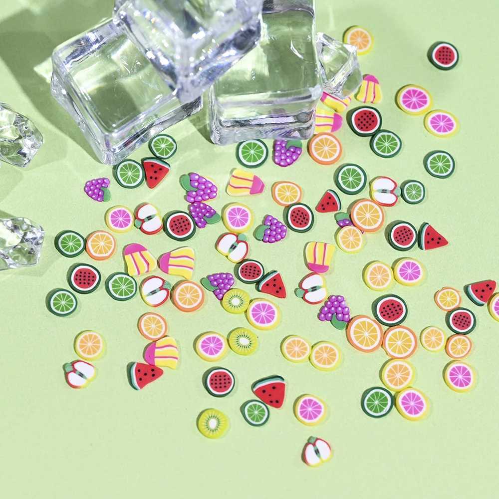 1000pcs Mixed 3D Fruit Slices Nail Charm Polymer Clay DIY Design Slices Lemon Nail Decoration Soft Clay Polishing Craft Supplies W240829