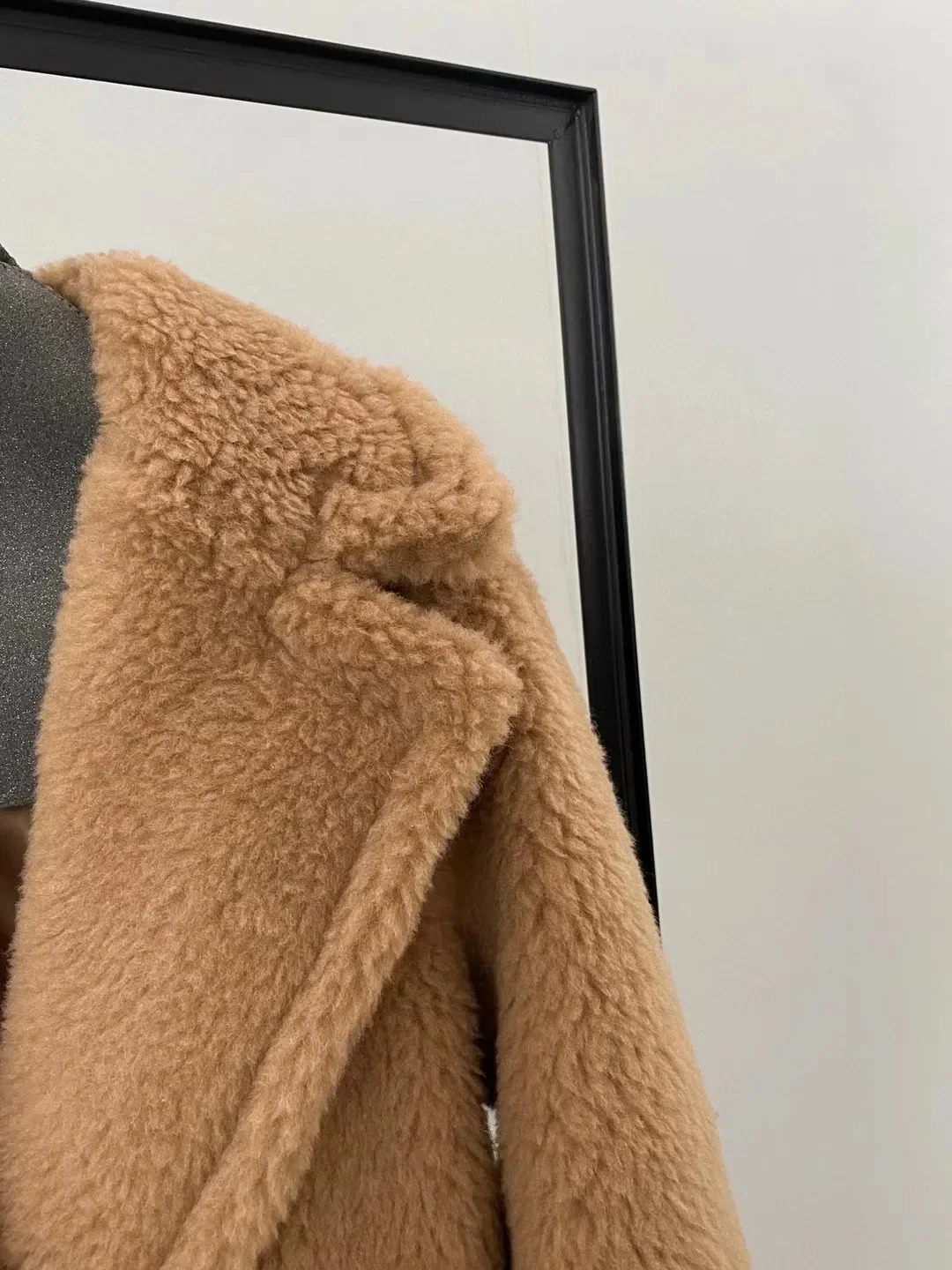 Short Teddy Coat 62% Alpaca 26% Wool 12% Silk Winter Thick Womens 240830