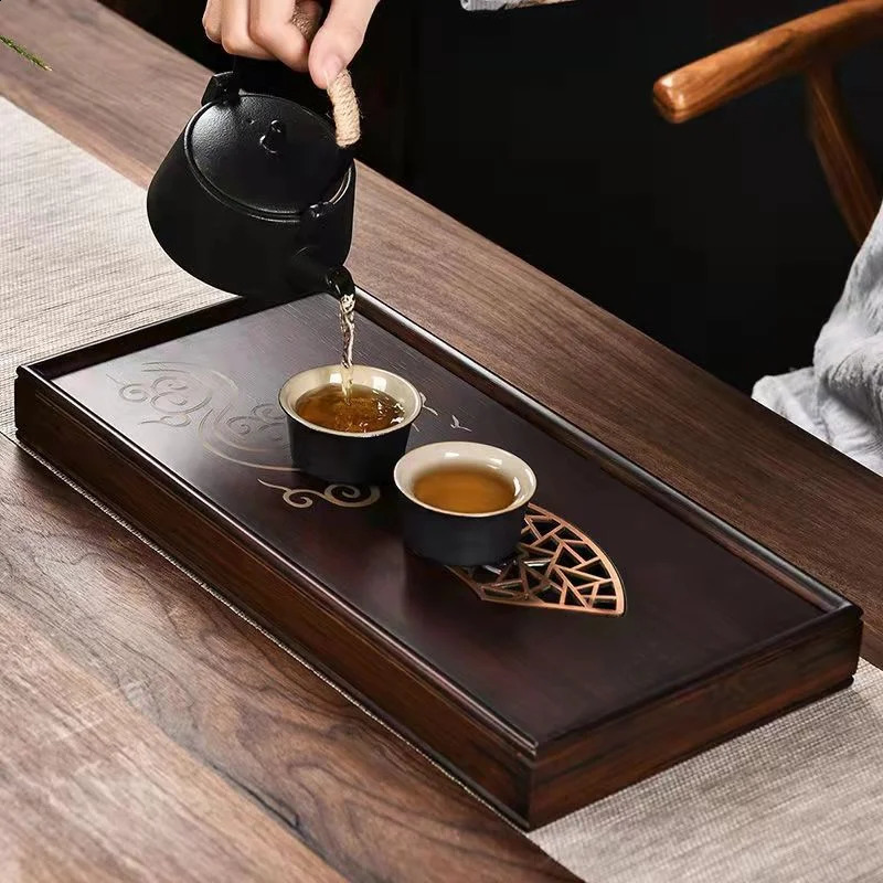 Top Grade Kongfu Tea Tray Rattan Household Gongfu Tea Set Kungfu Simple Nanzhu Wooden Bamboo Board Rectangular Puer Supplies 240829