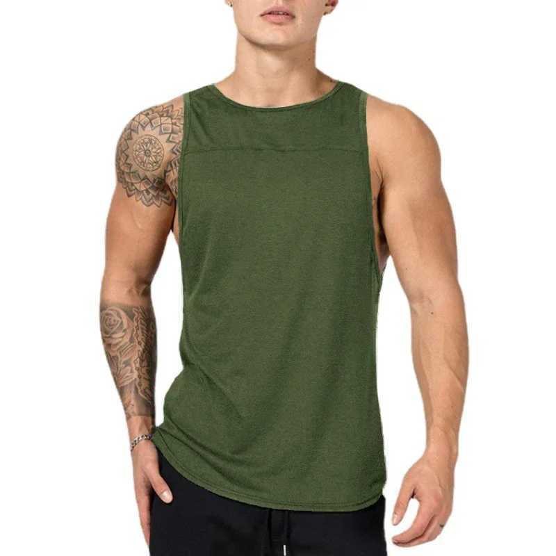 Bodybuilding vest mens cotton gym clothing fitness sleeveless T-shirt summer sportswear casual sports muscle vestW240718