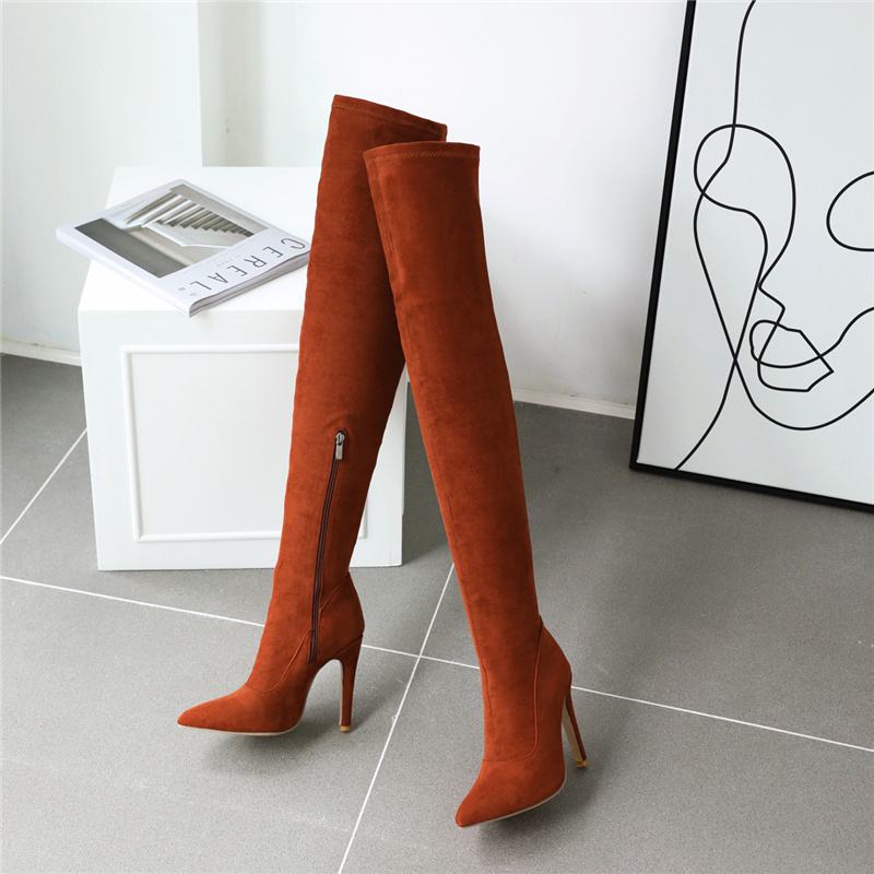 2025 new Thigh Fashion Women Soft Stretch Slim Long Over-the-Knee Boots High Heels Designer Point Toe Shoes Lady Large Size 48 c147