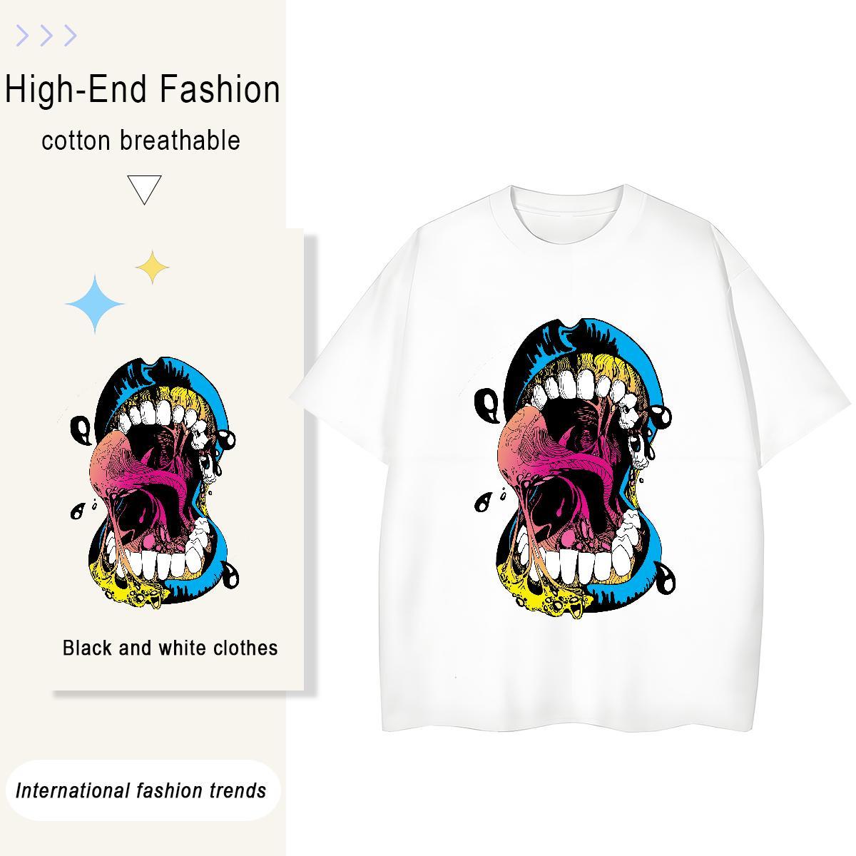 Brand Woman Tshirt 230g Pure Cotton icon Daily Outfit T shirt O-Neck Short Sleeve Cartoon Print Tees