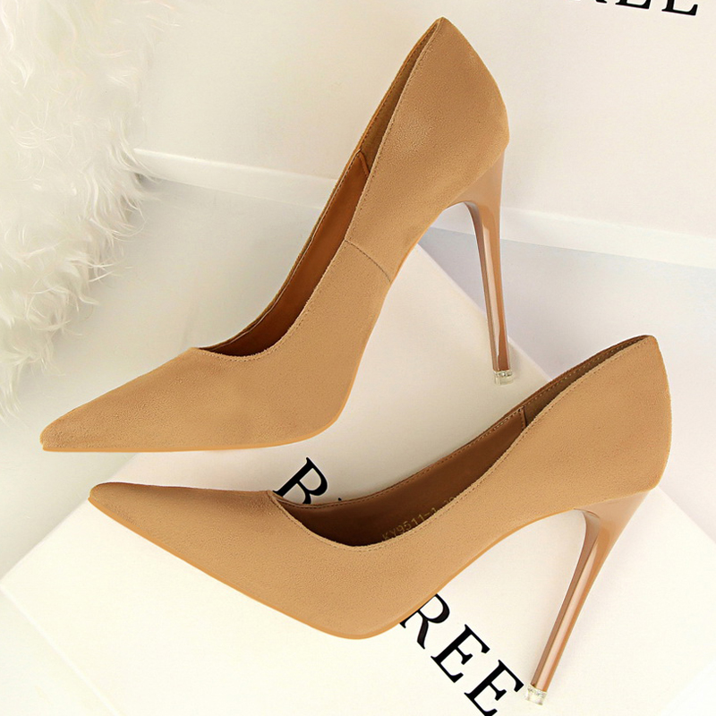 BIGTREE Shoes Classic High Heels Woman Pumps Sexy Office Shoes Stiletto Heels Fashion Large Size Women Heels Pumps Grey Green