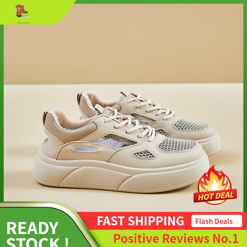 Ddmysports Summer White New Korean Edition Ins Female Students Eight Increasing Breathable Sports Board Trendy Casual Shoes S OUTDOOR