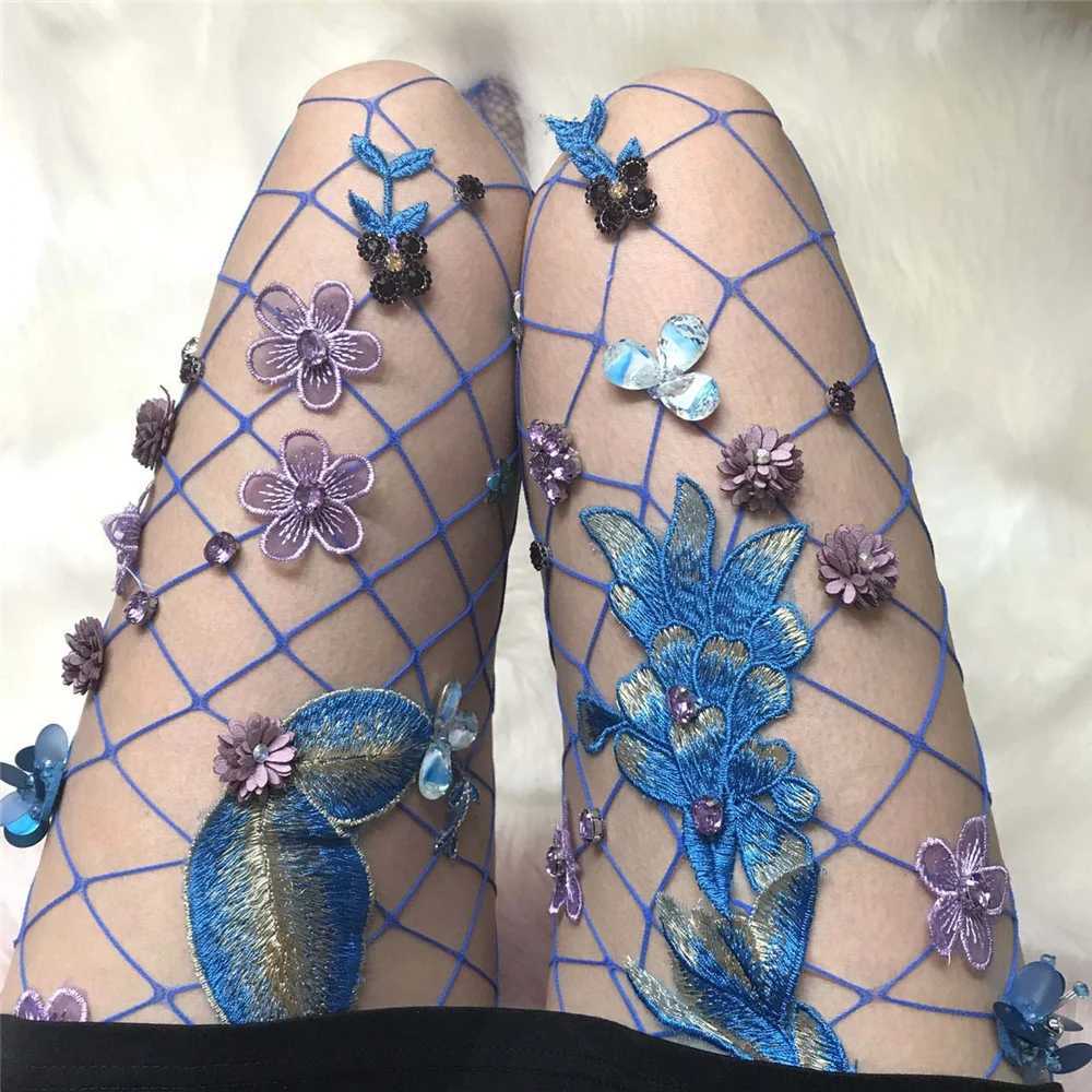 Socks Hosiery Hollow Out Sexy Tights Embroidery Flowers Silk Stockings Fishnet Pantyhose Female Hosiery Stockings Sexy Lingerie Woman Socks Y2408330LC