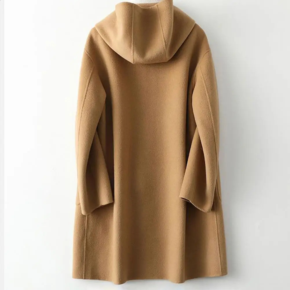 Double Side Cashmere Wool Stylish Large Size Soft Winter Coat Loose Overcoat Long Sleeves for Shopping 240830
