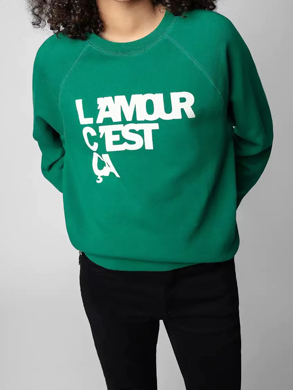 ZESSAM Classic Letter Graphic Print Sweatshirts Women Long Sleeve ONeck Cotton Pullover Casual Vintage Femme Top 240827