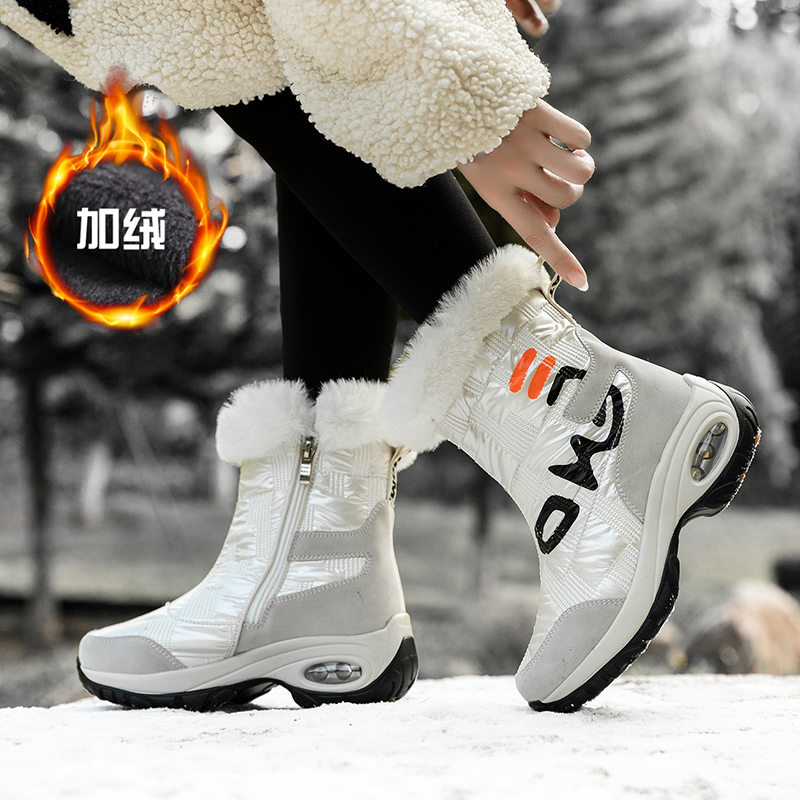 Shoes Winter Thigh High Leather 2021 Fashion Women Booties Mid-Calf Platform Comfortable Ladies Boots Keep Warm 7056