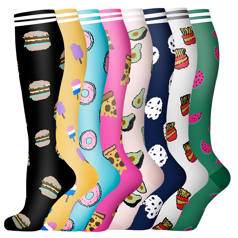 Pattern combination calf for outdoor sports and fiess, elastic micro compression leg soc