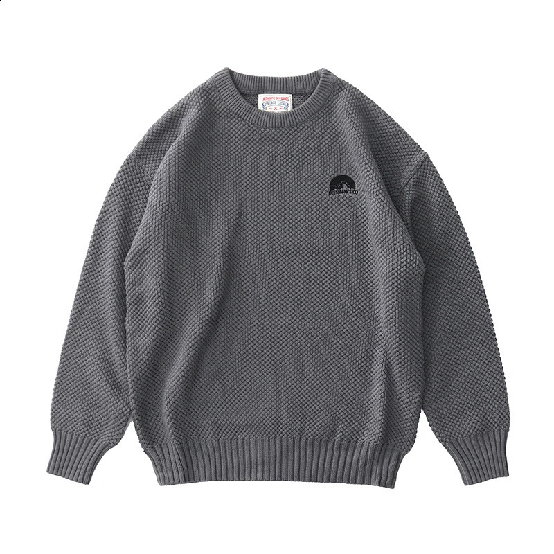 Vintage pineapple printed sweater with loose and casual lining thick needle round neck jacquard sweater for men 240829