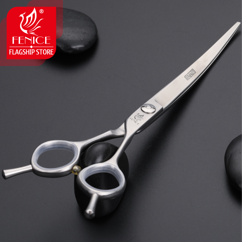 Fenice Japanese stainless steel 6.75 inch dog scissors professional pet grooming curved scissors hair cutting shears