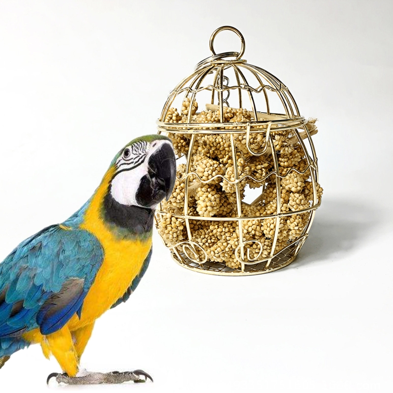 Parrot Shredder Bird Toys Stainless Steel Cage Bird Feeder Paper Foraging Vegetable Millet Basket Container For Cockatiel Conure