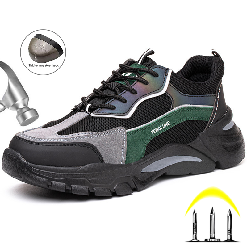 Lightweight Breathable Work Sneakers Anti-Smash Protective Men Women Steel Toe Shoes New Safety Footwear bb79