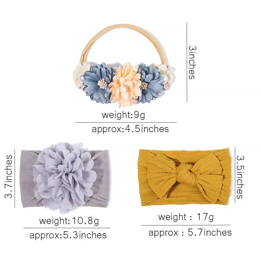 3 pieces/set of cable knitted flower baby headband for girls elastic turbine baby hair strap nylon newborn headband baby hair accessories CL240830