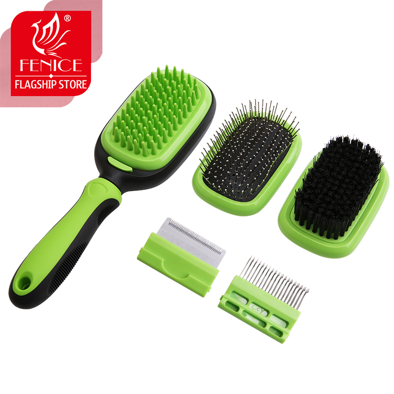 Fenice 5-IN-1 Air Cushion Pet Grooming Comb Dog Cat Massage Comb Flocking Hair Removal Open Knot Comb