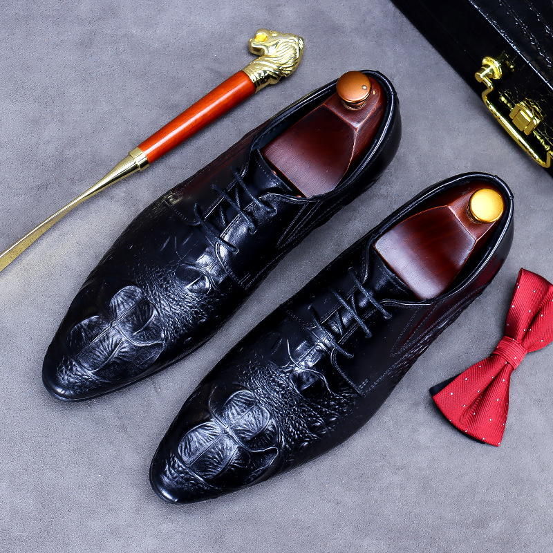 Mens Formal Shoes Genuine Leather Oxford Shoes For Men Black Dress Wedding Business Laces Leather Brogues Shoes Size 46