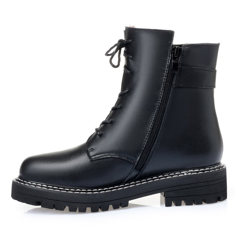 AIYUQI Women Marton Boots Winter 2024 Warm Thick Wool Women Snow Boots Genuine Leather Casual Large Size Women Motorcycle Boots
