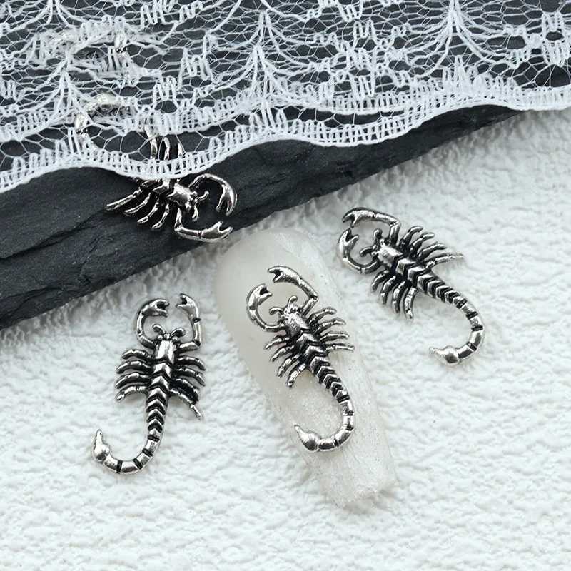 10 pieces of luxurious scorpion alloy nail charm gold retro silver nail supplies jewelry 3D punk 10 * 19mm scorpion handmade accessories W240829
