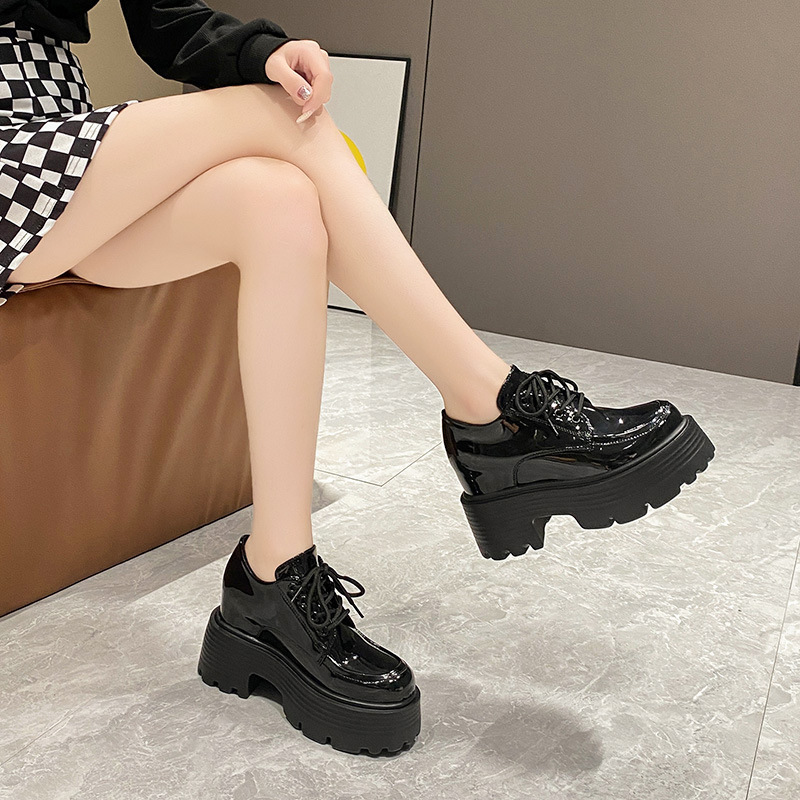 Platform Women Hidden Heel Loafers Fashion Designer Inner Height Chunky Round Toe Office Shoes Ladies Pumps tos Mujer