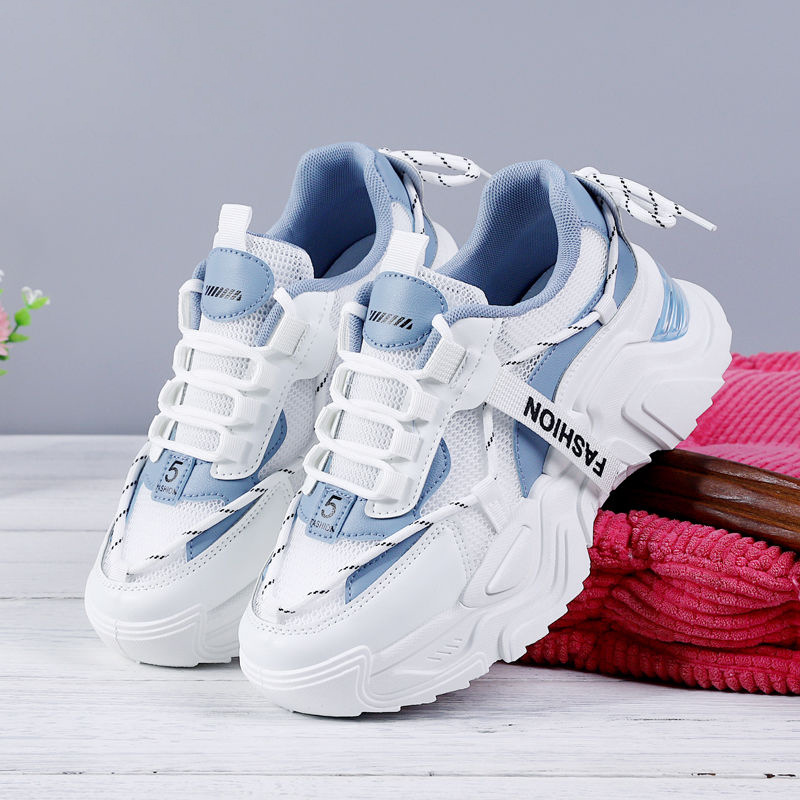 Women's breathable thick sole height increasing mesh casual sports shoes