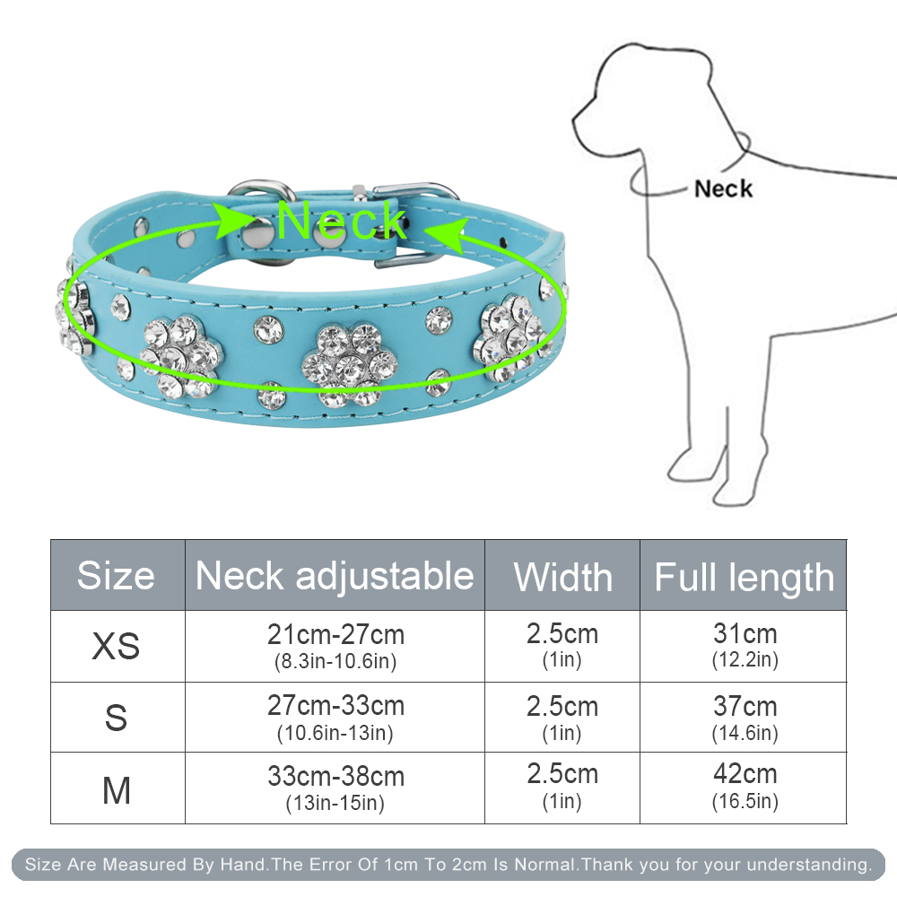 Leather Cat Collar with Shiny Rhinestone Decoration, Adjustable Pet Collar Metal Grommet Is Durable and Fits Cats & Medium Dogs