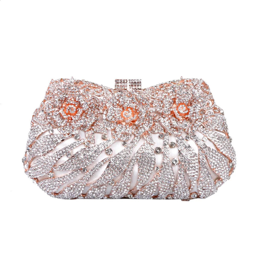 XIYUAN Flower est Rhinestone Gold Sliver Purple Evening Bags Female Wedding Party Gift With Diamonds Shining Clutch Bag 240830