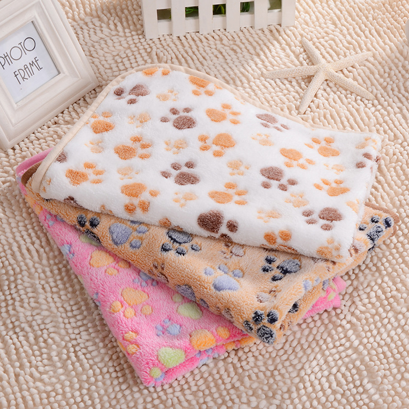Pet Dog Bed Blanket Soft Fleece Cat Cushion Blanket Winter Warm Paw Print Pet Cats Cover Blanket For Small Medium Large Dogs Mat