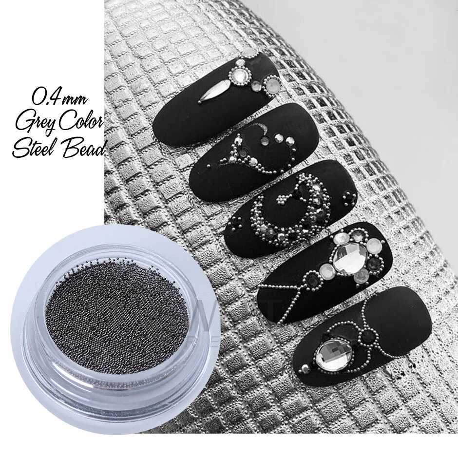 0.4mm small stainless steel microbeads used for nail art decoration metal Y2K stud nails caviar beads silver gold gray accessories W240829