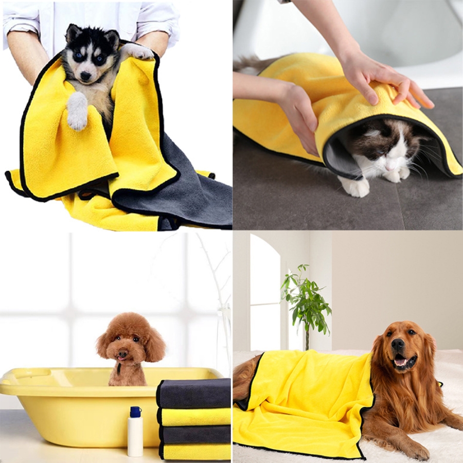 Pet Dog Absorbent Towel Microfiber Dog Bathing Towel Dog Bathrobes Wiping Cloth