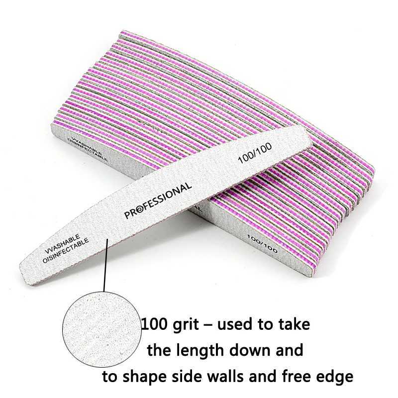 5/10 pieces of professional nail buffer black grey double faced acrylic nail file sandpaper 80 100 180 for UV gel polishing tool W240829