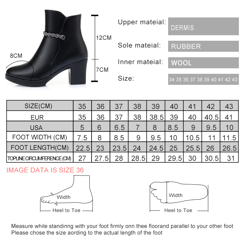 AIYUQI Women Ankle Boots Genuine Leather 2024 New Wool Ladies Winter Boots Non-slip High Heels Warm Women Snow Boots