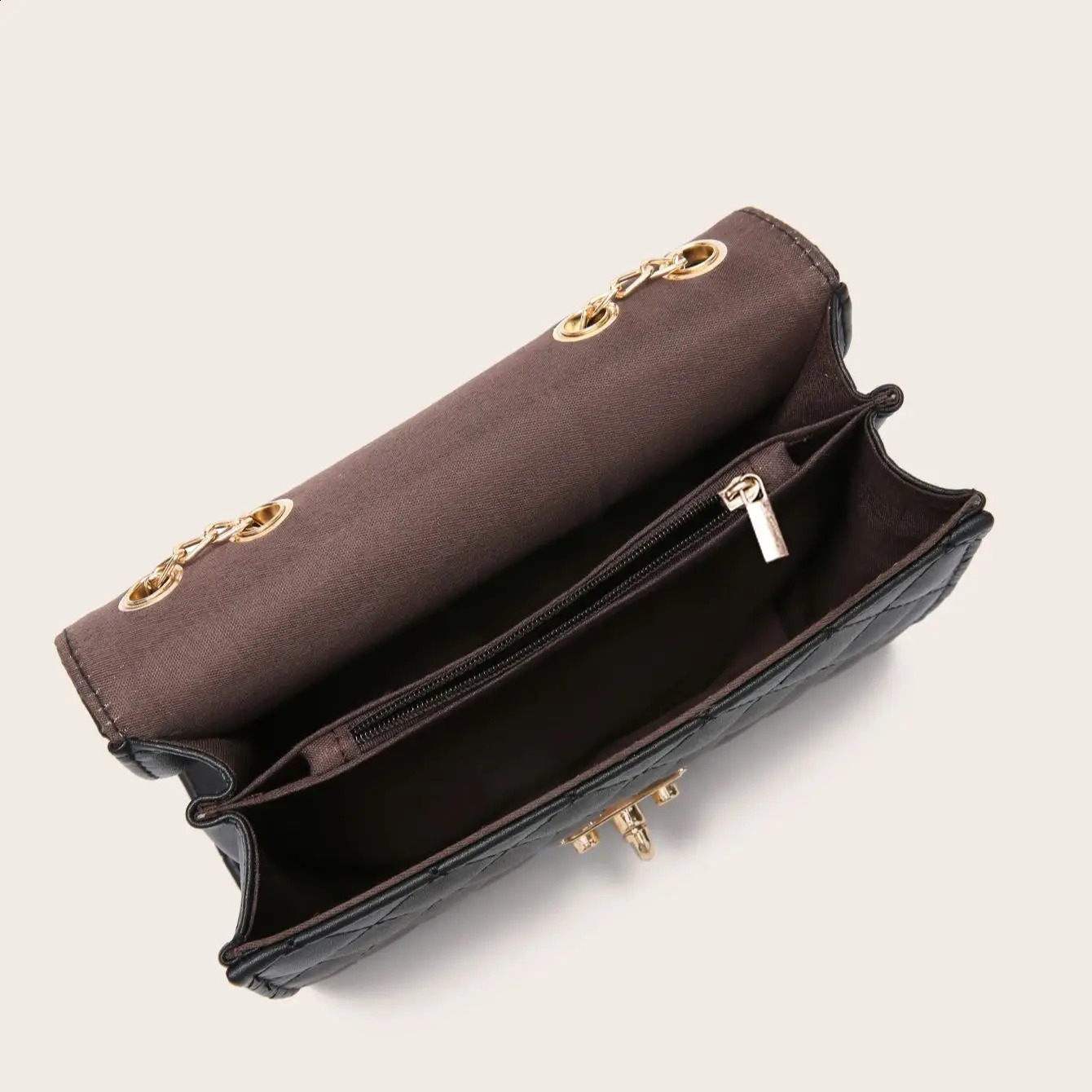 Lingge Chain Small Square Bag Lock Shoulder Cross Bag Texture 240830