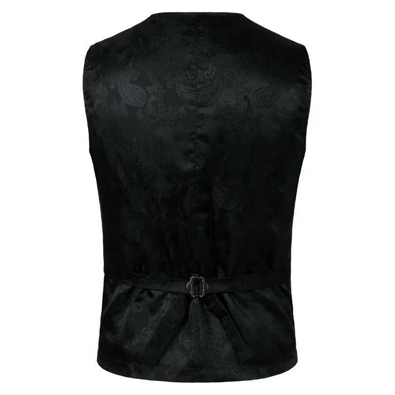 Mens Gold Metallic Paisley Printed Steampunk Vest Single Breasted V Neck Wedding Waistcoat Men Tuxedo Aristocrat Vests Gilet 2XL Y240830
