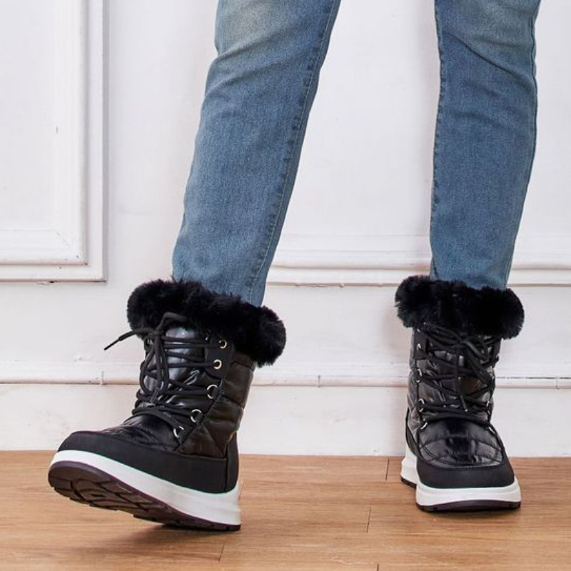 Fashion Faux Fur Waterproof Snow Boots Women Lace-Up Thicken Plush Winter Botas Mujer Non-Slip Warm Platform Ankle Boots