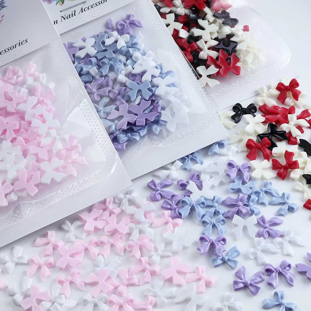 50 pieces of ribbon bow nail charm accessories colorful bow handicrafts DIY jewelry making Valentines Day nail art decoration W240829