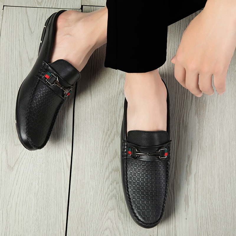 New Summer Business Men Genuine Leather Half Slippers Breathable Casual Outdoor Loafers Men's Shoes 0c8c 's