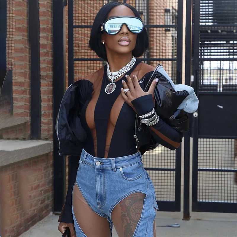 Women's Down Parkas Fashion Women Shiny Black PU Leather Denim Puffer Jacket High Waist Bubble Coats Hiphop Lady Zipper Crop Puff Parkas Down Win
