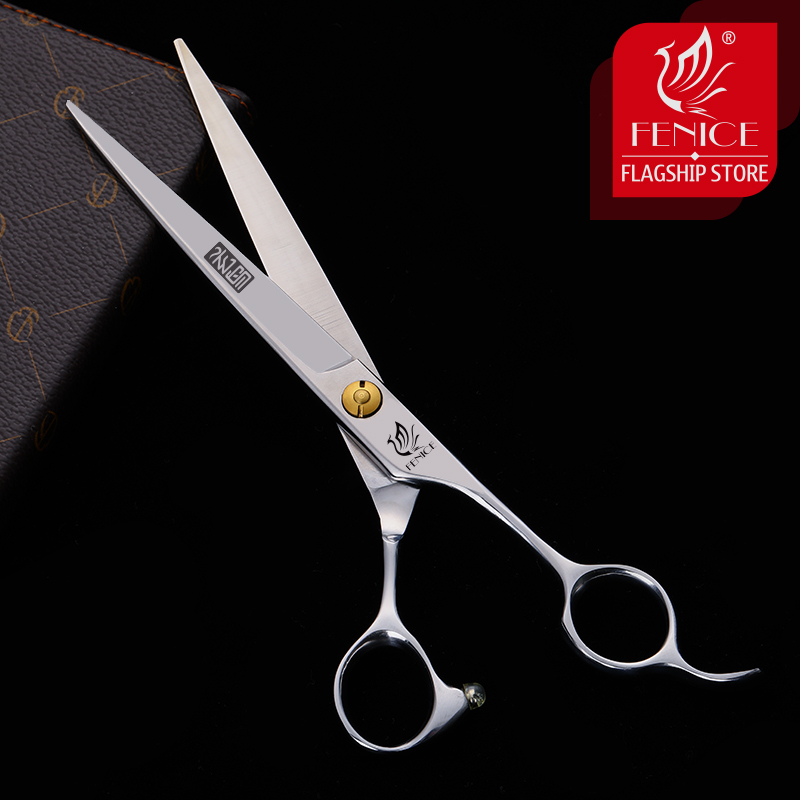 Fenice Professional 6.75 inch Scissors for Dog Grooming Straight Shears Animals Cat Hair Cutting Barber Cutting Tool makas