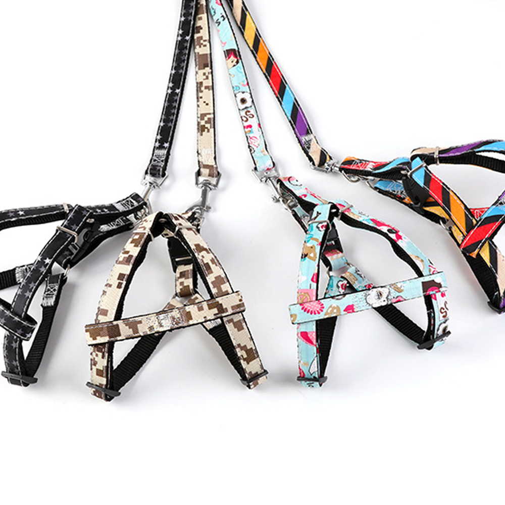 Pet Dog Leash Harness Set, Adjustable Vest Harness Soft Padded Safety Leads for Small Medium Dog Puppy Training Walking Running