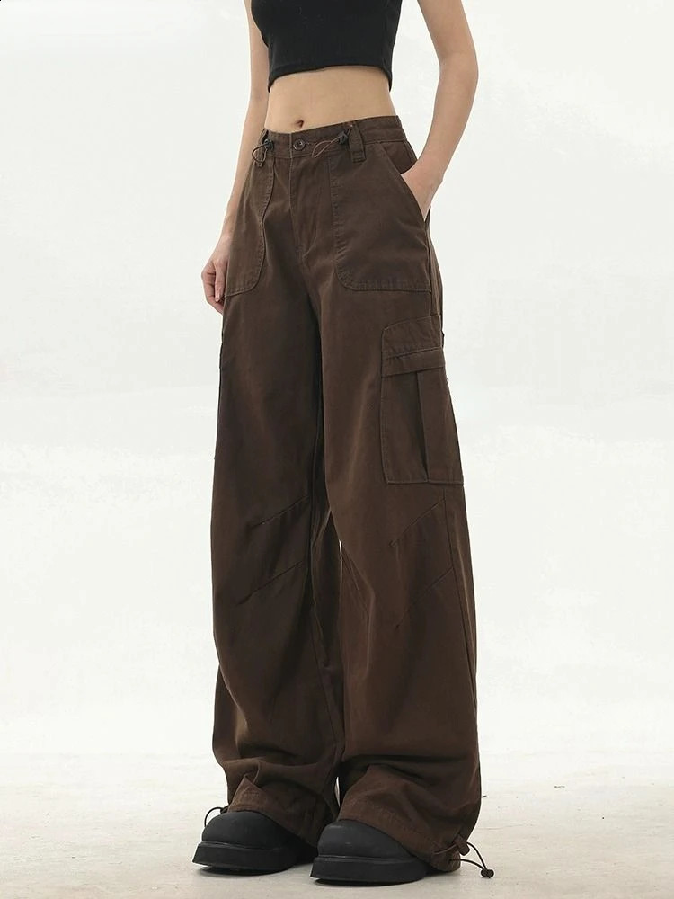 HOUZHOU Y2K vintage cargo pants womens bag high shooting jogging sports oversized Harajuku streetwear mens spring 240827