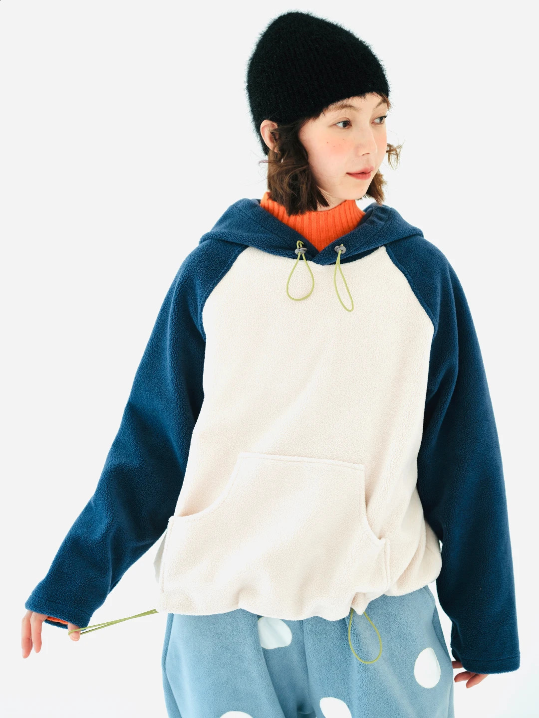 Imakokoni original n long sleeved color hooded sweater with pockets for casual warmth winter top 223904 240827