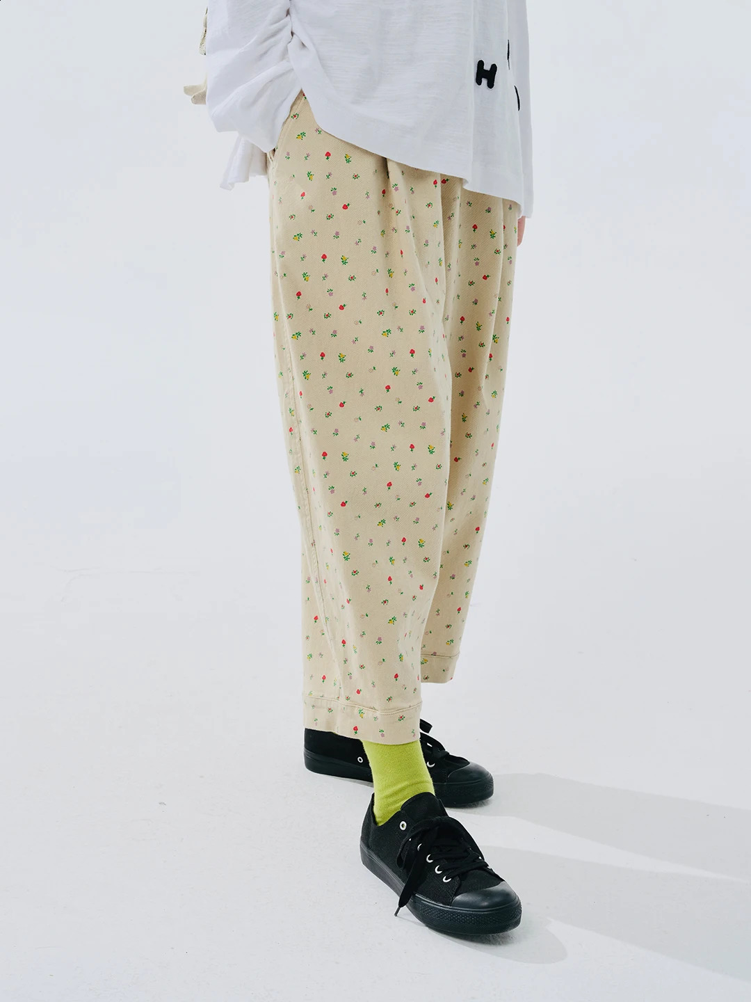 Imakokoni Spring Cotton Printed Cowboy Karot Womens Wide Leg Pants 244504 240827