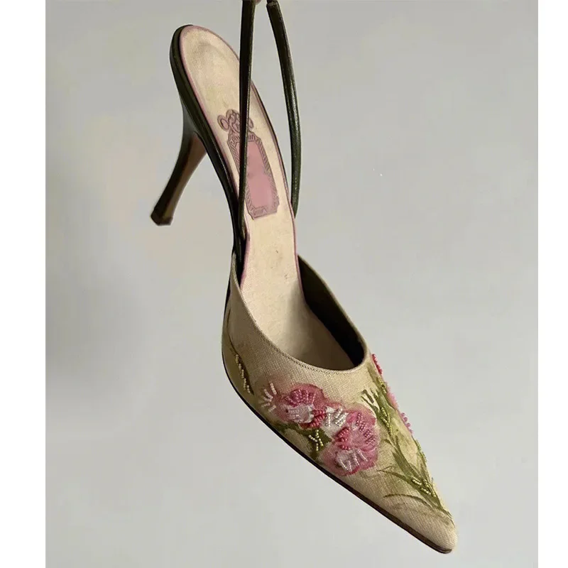 Women's New Gladiator Pointed Toe Heels: Summer 2024 High Shallow Sandals, hot Dress Party Pumps for Women