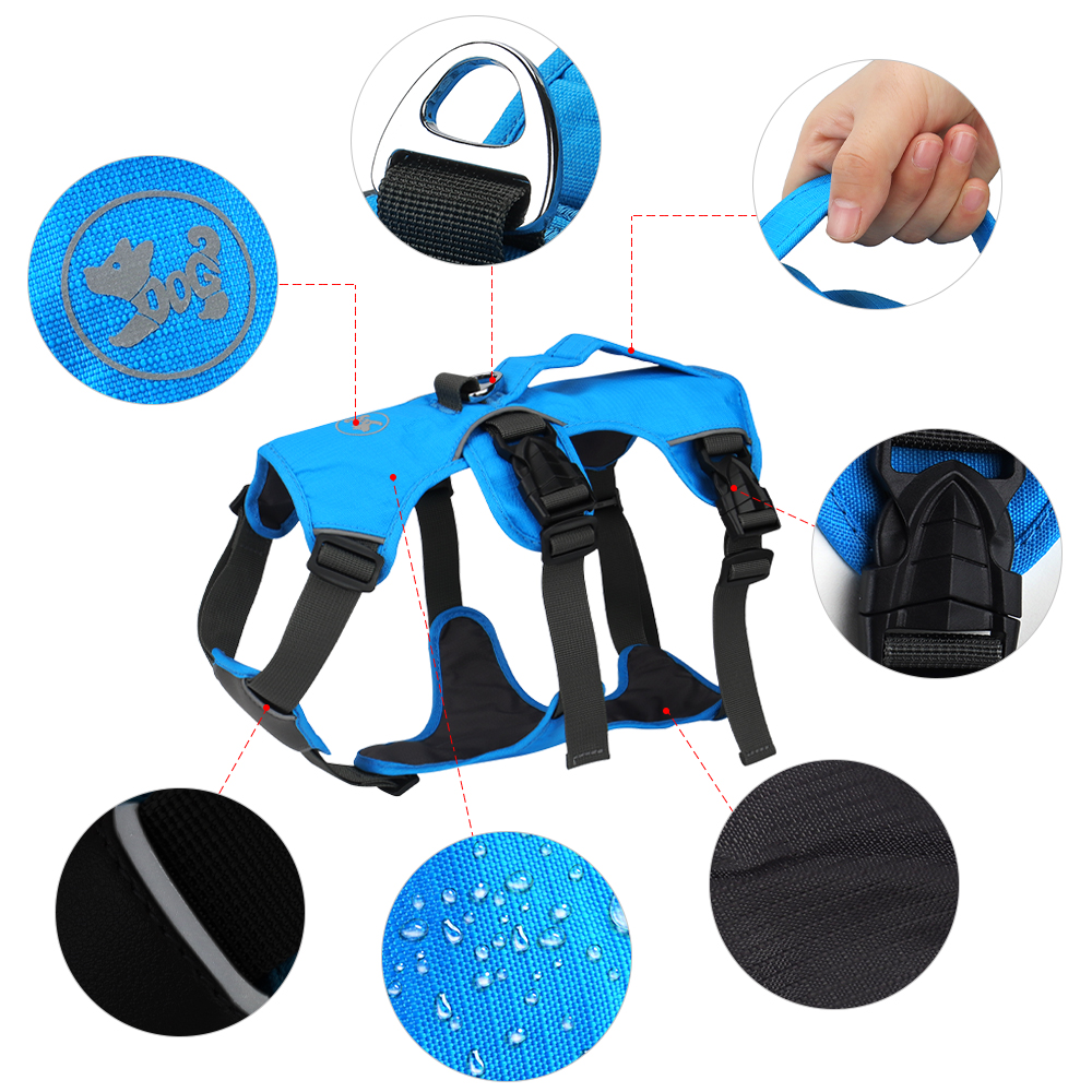 Oxford Cloth Pet Dog Harness Waterproof Adjustable Vest Style Reflective Dog Harness for Medium，Large Dogs and Cats Pet Supplies