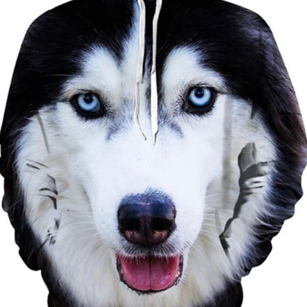 Hoodie for Mens Unisex Animal 3D Siberian Husky Print Blouse Sweatshirt Hooded Pullover with Kangaroo Pocket Graphic Hoodies sweatshirt Pullover Long 